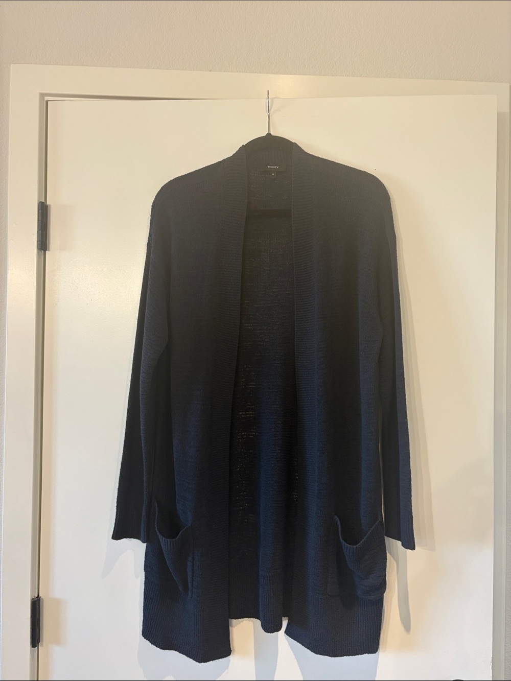 Theory Navy Open-Front Cardigan with Pockets